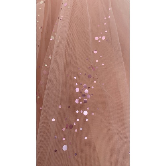 Girls Dusty Rose Pink Glitter Tulle Tutu Dress Sz 3T Flutter Sleeve Flower Girl - Picture 3 of 5